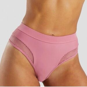 Gymshark Bikini Bottoms High Rise High Waisted Cheeky Mauve Pink NEW